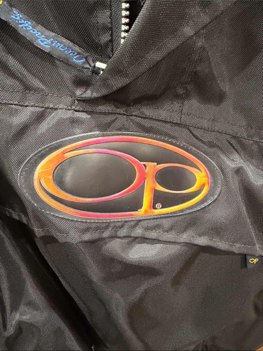 OP Black Jacket with Orange and Pink Gradient Logo